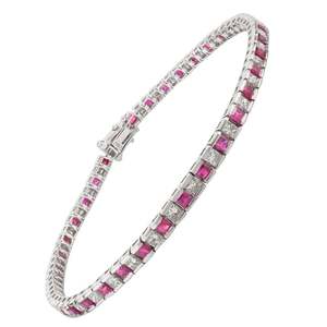 18K Gold <b>Ruby</b> and Diamond Fashion Tennis <b>Bracelet</b> - Product Image 3