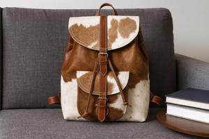 Genuine Leather Hair-On <b>Backpack</b> Handmade Cowhide Travel Bag Custom Logo School <b>Laptop</b> <b>Backpack</b> Wholesale Supplier LHBP-0008 - Product Image 2
