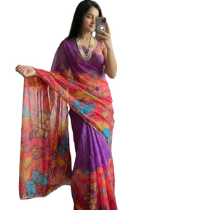 NOUVEAU Sari en soie Dhwaja Export Kalamkari fait main pour femmes du Gujarat avec fonction de séchage rapide, style décontracté, toutes saisons - Product Image 6