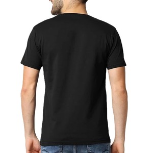 Camiseta de manga corta negra para hombre, cuello redondo, corte regular, algodón jersey, informal, color sólido, diseño con bolsillo, secado rápido - Product Image 2