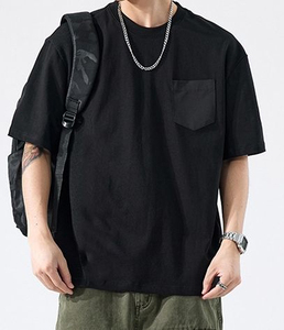 เสื้อยืดผ้าถักคุณภาพสูง 100% ผ้าฝ้าย ดีไซน์ทันสมัย แบรนด์สั่งทำ สีพื้น ทรงหลวม ไซส์ใหญ่  แบบเรียบ  สามารถสั่งทำได้ - Product Image 3
