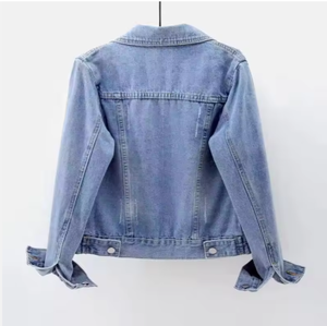 Women's <b>Denim</b> Jacket Trendy Spring Fall Cropped or Oversized Jean <b>Coat</b> with Long Sleeves Button-Up Korean Style Casual Outwear - Product Image 6