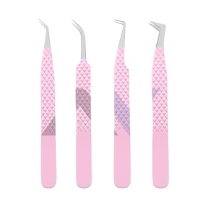 Pince à épiler pour extensions de cils, volume précis, poignée diamant de luxe, pointe en fibre, lot de 4, haute qualité, pince à épiler pour sourcils, beauté - Product Image 1