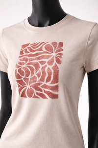 Camiseta de Cuello Redondo Beige para Mujer, Manga Corta, Transpirable, con Logotipo Personalizado, de Algodón Jersey, Estilo Casual, Corte Regular, para Todas las Temporadas - Product Image 6