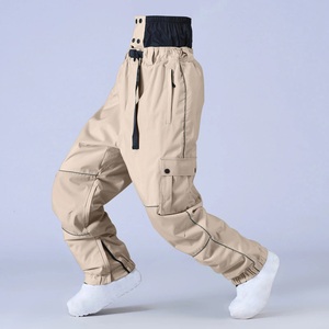 Men's High Waist <b>Waterproof</b> Canvas Cargo Pants With Multiple Pockets Drawstring Closure Workwear Style Winter <b>Trousers</b> - Product Image 2