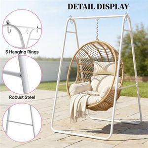 Struttura Bianca Portante per Sedia a Dondolo a Forma di Uovo per Altalene da Giardino - Product Image 3