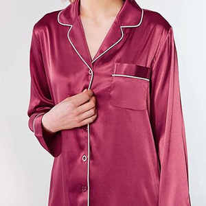 Women <b>Summer</b> Spring Autumn Solid Sleeping <b>Pyjama</b> Set Breathable Eco-Friendly 100% Silk Comfortable Soft Nightwear Home Wear - Product Image 4