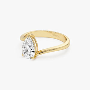 Women's Classic 1 carat Yellow Gold Pear Cut Diamond Engagement Ring Minimalist Style GIA Certified Natural <b>Stone</b> - Product Image 6