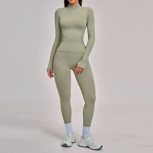 Conjunto Deportivo de 3 Piezas para Mujer, Personalizable OEM, Cintura Alta, Sin Costuras, para Correr, Yoga y Entrenamiento, Tallas S-XL - Product Image 2