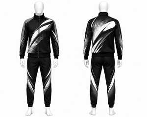 Men's Black <b>White</b> Gray Tracksuit Set Zip <b>Jacket</b> Jogger Pants Sportswear Athletic Casual Wear - 2 Piece - Product Image 1