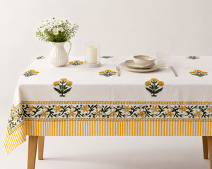 Wholesale Handmade Block Print Floral Cotton Table Cover <b>Tablecloth</b> for Wedding Party Customized Size Eco-Friendly - Product Image 4