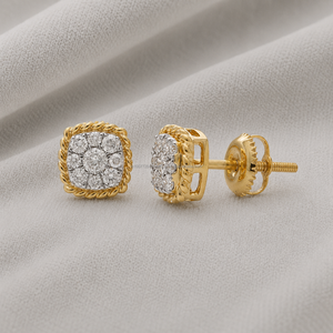 Pendientes de botón de oro macizo de 10k con circonitas cuadradas de 8mm, color G-H, 0.46 Ct, joyería de lujo para mujer - Product Image 1