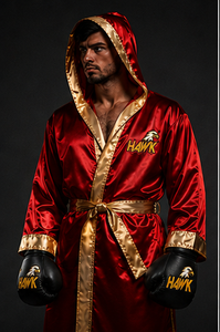 HAWK SPORTS INDUSTRIES Robe de boxe à capuche rouge en polyester durable pour l'entraînement aux arts martiaux toutes saisons - Product Image 2