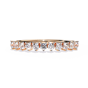 Anillo minimalista apilable con diamante de corte redondo para mujer, banda a juego de oro macizo de 14k, para regalo, compromiso, aniversario, boda - Product Image 5