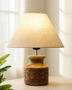 Lampe de table en céramique moderne avec abat-jour en tissu, lampe de chevet LED, lumière chaude ronde pour chambre à coucher, décoration de chambre de mariage - Product Image 5