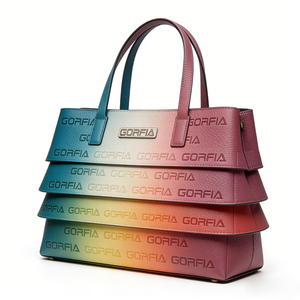 Women's Gradient Layered Tote <b>Bag</b> Embossed Letter PU Leather Handbag with Top Handle for Work Travel Daily Use - Product Image 4