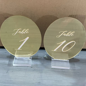 LANJO Golden Acrylic <b>Table</b> Numbers Circle Shape Elegant Laser Cut 6.0in Height 3in Width Wedding Place <b>Cards</b> 1-20 - Product Image 3