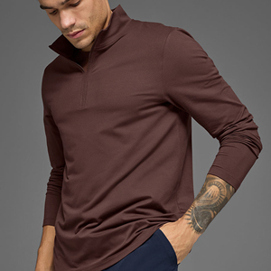 Men's Outdoor Fitness Half <b>Zip</b> Long Sleeve T <b>Shirt</b> Breathable Running Sportswear Custom Logo - Product Image 4