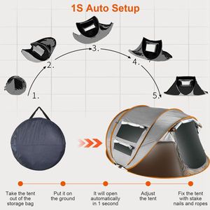 Tenda da Campeggio Automatica Pop-Up per 5-8 Persone, Impermeabile, Montaggio Istantaneo, Materiale PVC, Strato Singolo, 4 Finestre con Zanzariera, Borsa per il Trasporto - Product Image 4