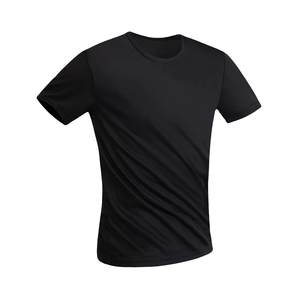 Mens Plain Black Athletic Crew Neck <b>T</b>-<b>Shirt</b> Short Sleeve Quick Dry Performance Top Custom Logo OEM ODM Wholesale Apparel - Product Image 1