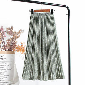 Women's Bohemian A-Line <b>Pleated</b> <b>Maxi</b> <b>Skirt</b> High Waist Solid Color Polyester Chiffon Floor-Length Soft Summer Anti-Pilling - Product Image 2
