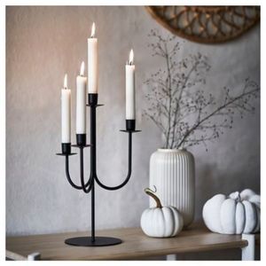 Modern Black Metal Candelabra 5 Arm Taper Candle Holder Geometric <b>Tall</b> <b>Table</b> Centerpiece Luxury Wedding Home Decor Candle Stand - Product Image 4