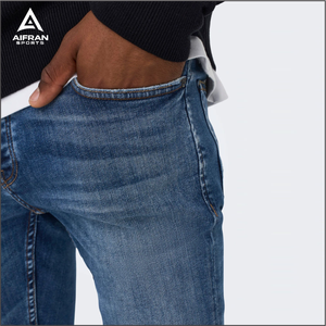 Aifran Jeans en denim slim fit pour hommes, tissu extensible, jeans décontractés, fournisseur en gros - Product Image 3