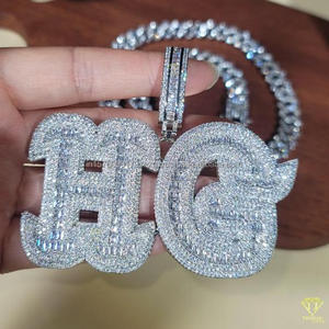 Custom <b>Name</b> Moissanite Diamond " HG " Pendant <b>Chain</b> Hip Hop Jewelry Iced Out Necklace Wholesale - Product Image 6