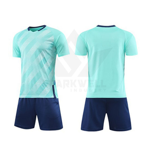 Custom <b>Men's</b> Soccer Jersey Set Light Blue Navy Sublimated Gradient Crew Neck Short Sleeve Moisture Wicking Polyester Summer - Product Image 1