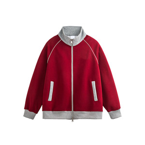 Men's <b>Fleece</b> Racer <b>Jacket</b> Stand Collar Zipper Closure Casual Solid Color Autumn Wear Regular Fit Knitted Polyester - Product Image 4