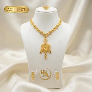 Designer Luxury African Floral Pattern Box <b>Chain</b> Charm Necklace Set Gold Plated Brass Jewelry Fashion - Product Image 1