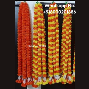 Guirlandes indiennes artificielles en or martial orange et jaune faites à la main avec des glands pour les décorations de mariage et de festivals - Product Image 5