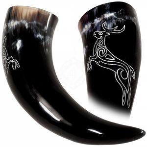 Cuerno Vikingo Curvo Artesanal Orgánico y Duradero para Beber, Jarra de Cerveza/Ale/Mead con Cinturón de Cuero, Estilo Romántico, Regalo Empresarial - Product Image 3