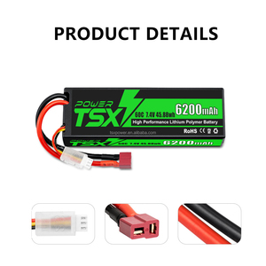 TSX Power 2S 7.4V 锂电池硬壳 6200mAh 60C Deans T 连接器 CE 认证 1 年保修 适用于遥控车 卡车 越野车 - Product Image 3
