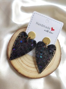 Handmade Heart Resin Earrings With Gold <b>Discs</b> Valentine's Day Fashion Jewelry Exquisite Design <b>Plastic</b> Material - Product Image 3