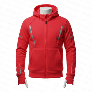 Custom Full Zip Men Reflective Motorcycle Armored Hoodie Kevlar Lined Winter <b>Biker</b> Riding Protective <b>Jacket</b> With Level 2 Armours - Product Image 2