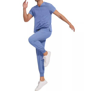 Men Women Unisex Beauty Hospital Stretch Top Jogger Pant Surgical Nursing <b>Doctor</b> Uniform V-collar Scrubs Suit Medical Scrubs <b>Set</b> - Product Image 4