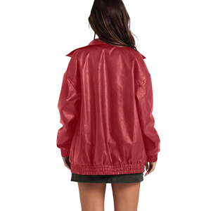 Veste en cuir de qualité supérieure pour femmes, matière simili cuir, coupe ajustée, style moto, vêtement tendance pour jeunes femmes - Product Image 6