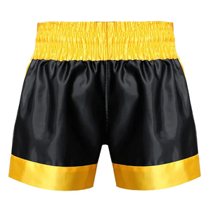 Shorts de Muay Thai jaunes et noirs à motif tigre, graphismes sublimés, fentes hautes, pour l'entraînement aux arts martiaux - Product Image 2