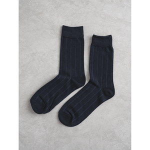 Chaussettes de costume bleu marine Monput pour hommes Design à motif vertical - Product Image 1