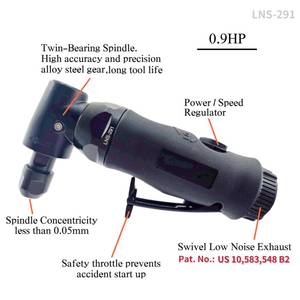 เครื่องเจียรลมแบบมุมฉาก 0.9 แรงม้า รุ่น LNS-291S ความเร็ว 18,000 รอบต่อนาที พร้อมระบบล็อคแกนหมุน รองรับการปรับแต่ง OEM รับประกัน 1 ปี ใช้ลม 4.1 แรงม้าต่อหน่วยเวลานาที - Product Image 3