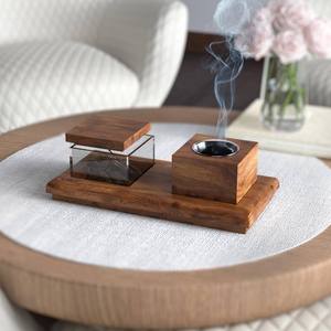 Wholesale Premium Mango Wood <b>Bakhoor</b> Burner Set with Acrylic Storage Box Bulk Traditional <b>Oud</b> Incense Holder Tray Modern Zen Mab - Product Image 4