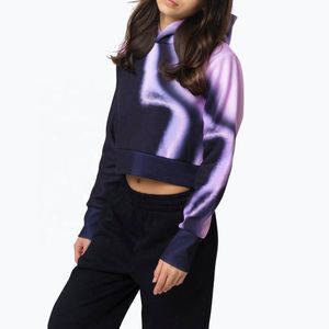 Sudadera Corta con Capucha para Mujer, Manga Larga, Color Degradado, Tejido de Poliéster, Ropa de Otoño - Product Image 3