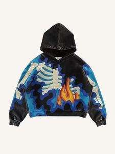 Sweat à capuche pour homme Hip Hop tendance streetwear, imprimé graffiti de créateur, brodé, 100% coton molletonné, écologique, avec poche et fermeture éclair - Product Image 3