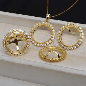 Kit d'accessoires DIY 4915 en argent S925, comprenant pendentifs, boucles d'oreilles, supports de bagues, supports vides à fond plat pour perles de 18 mm et coquillages, apprêts de bijouterie - Product Image 1