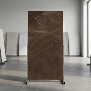 Azulejos de porcelana brillante Amani Choco de 800x1600 mm para suelo y pared, diseño de mármol marrón intenso de 80x160 cm - Product Image 3