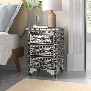 Table console en os incrusté noir de haute qualité, table d'appoint en os incrusté, décoration d'intérieur - Product Image 1