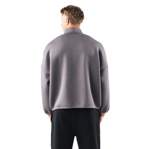 Men's Charcoal Gray Quarter Zip Pullover Sweatshirt Lightweight Fitness Training Top Long Sleeve Activewear Sportswear Wear - Product Image 6