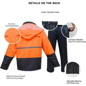 Combinaison de pluie imperméable haute visibilité réfléchissante 2026 pour hommes et femmes, veste et pantalon de travail pour jours de pluie - Product Image 4