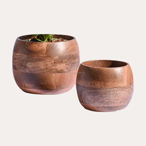 Jarrón de madera hecho a mano con diseño de tallado con guión para mesa o suelo decoración del hogar maceta de flores para decoración para sala de estar - Product Image 5